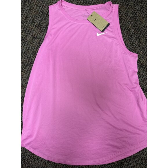 Nike Dri-fit Women Racerback Curved-Hem Tank Top Pink 1X - Picture 3 of 5
